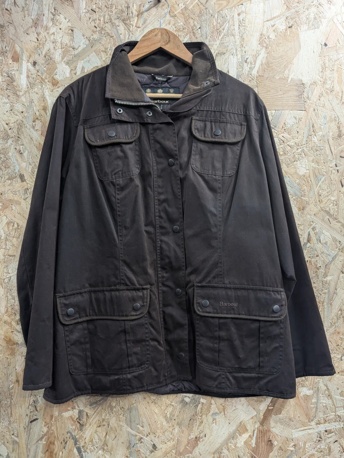Barbour 6oz Waxed Jacket Women UK18 Brown Cotton Waterproof Quilted