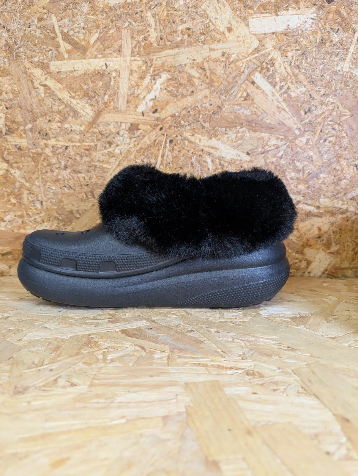 Crocs Furever Crush Clog Black M UK 5 W UK 7 High Platform Wedge Sole Lined