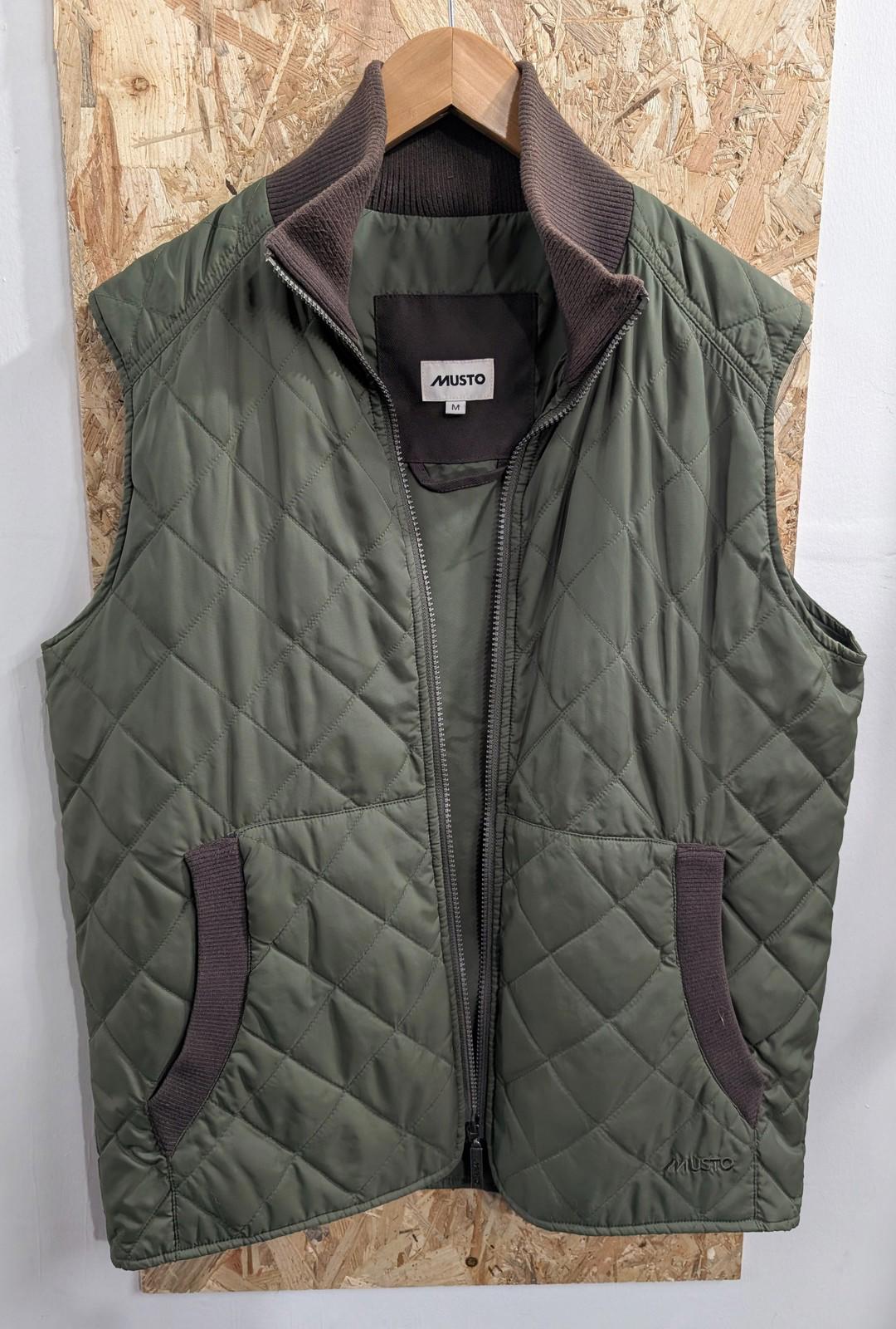 Musto Quilted Gilet Jacket Medium Men Bodywarmer Vest Khaki Green Collared