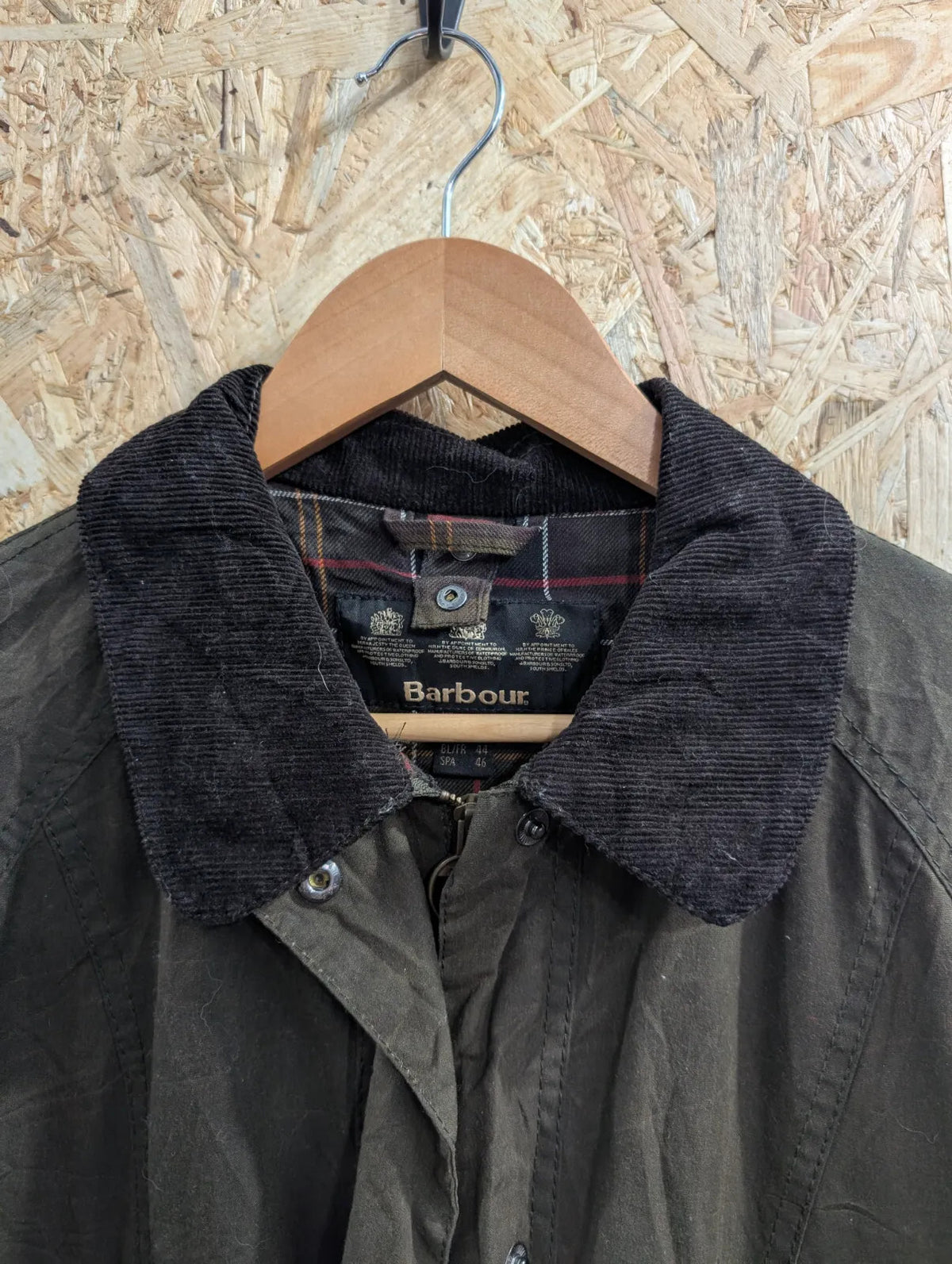 Barbour Classic Beadnell Wax Jacket Womens Size 16 Olive Green Waxed Cotton Full