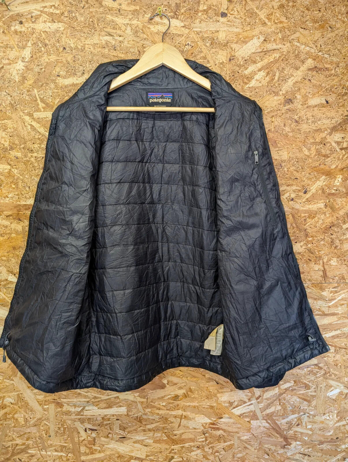 Patagonia Down Sweater Jacket Mens Medium Quilted Black Puffer Full Zip Layer