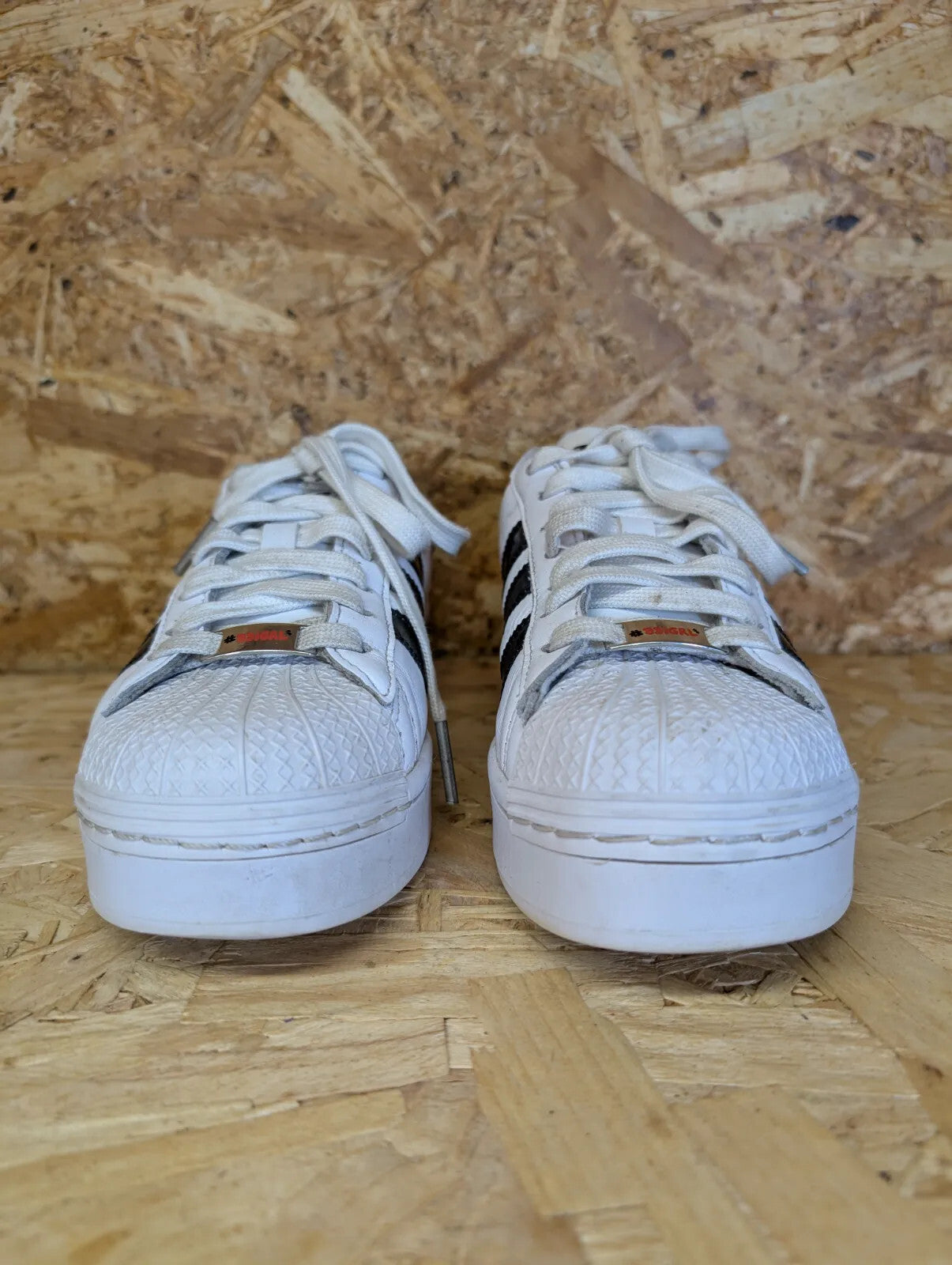 Adidas Superstar Trainers UK 5 EU 38 White Leather Lip Logo Sneaker Originals