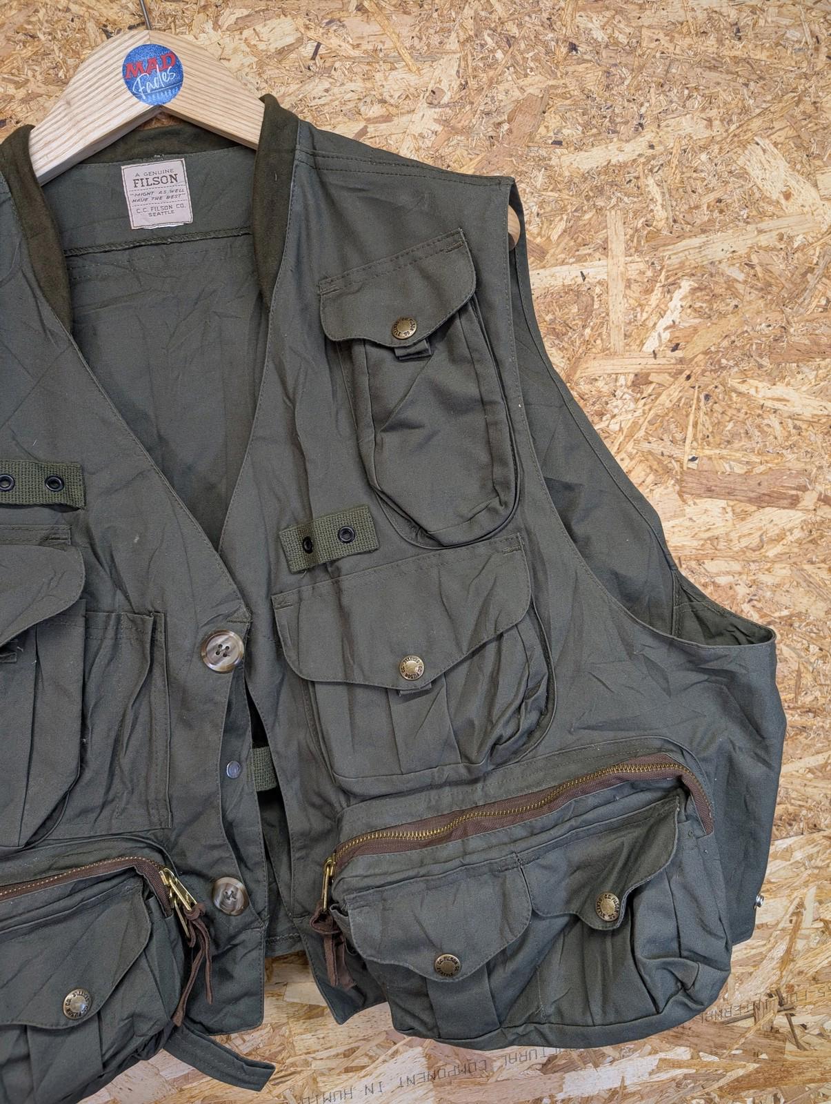 Filson Fly Fishing Vest Men XL USA Multi-Pocket Green Tactical Utility Spey