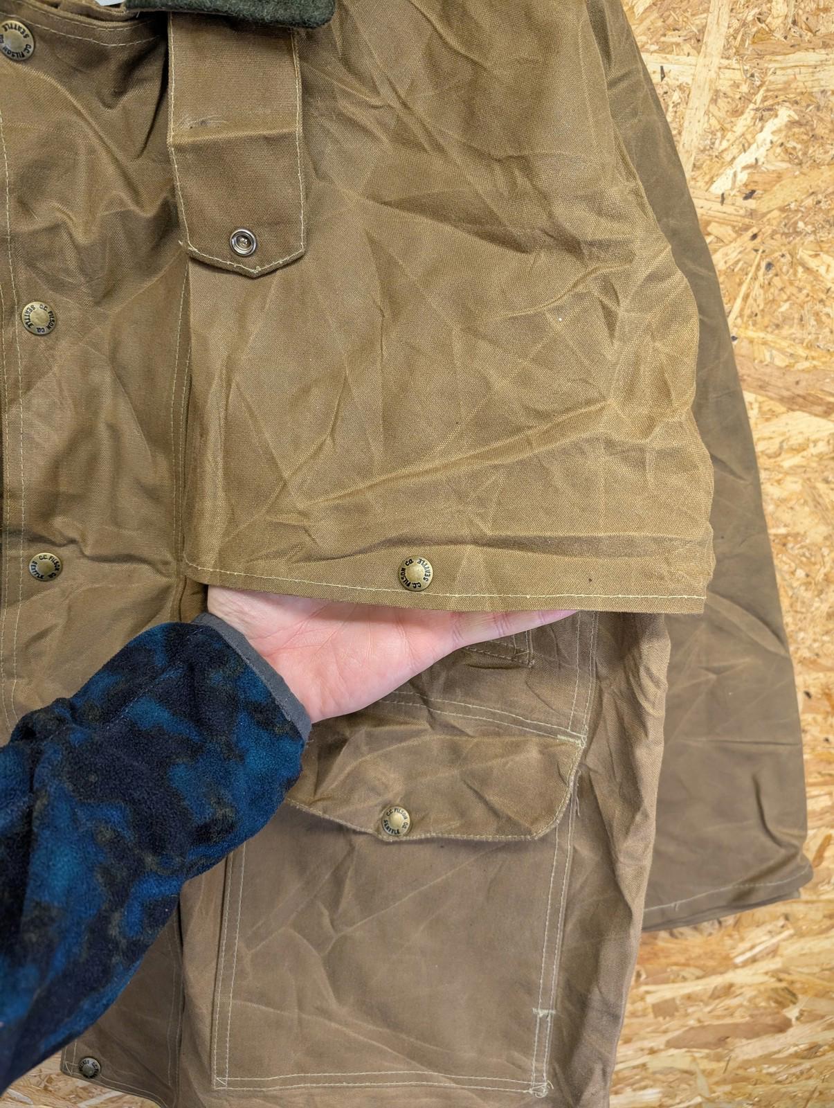 Filson Packer Tin Cloth Jacket Medium Men 61N Coat Wool Collar Wax Tan Brown