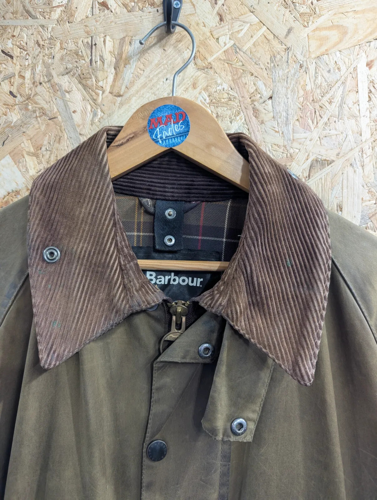 Barbour Classic Beaufort Jacket Mens Medium C40 Olive Green Waxed Cotton Project