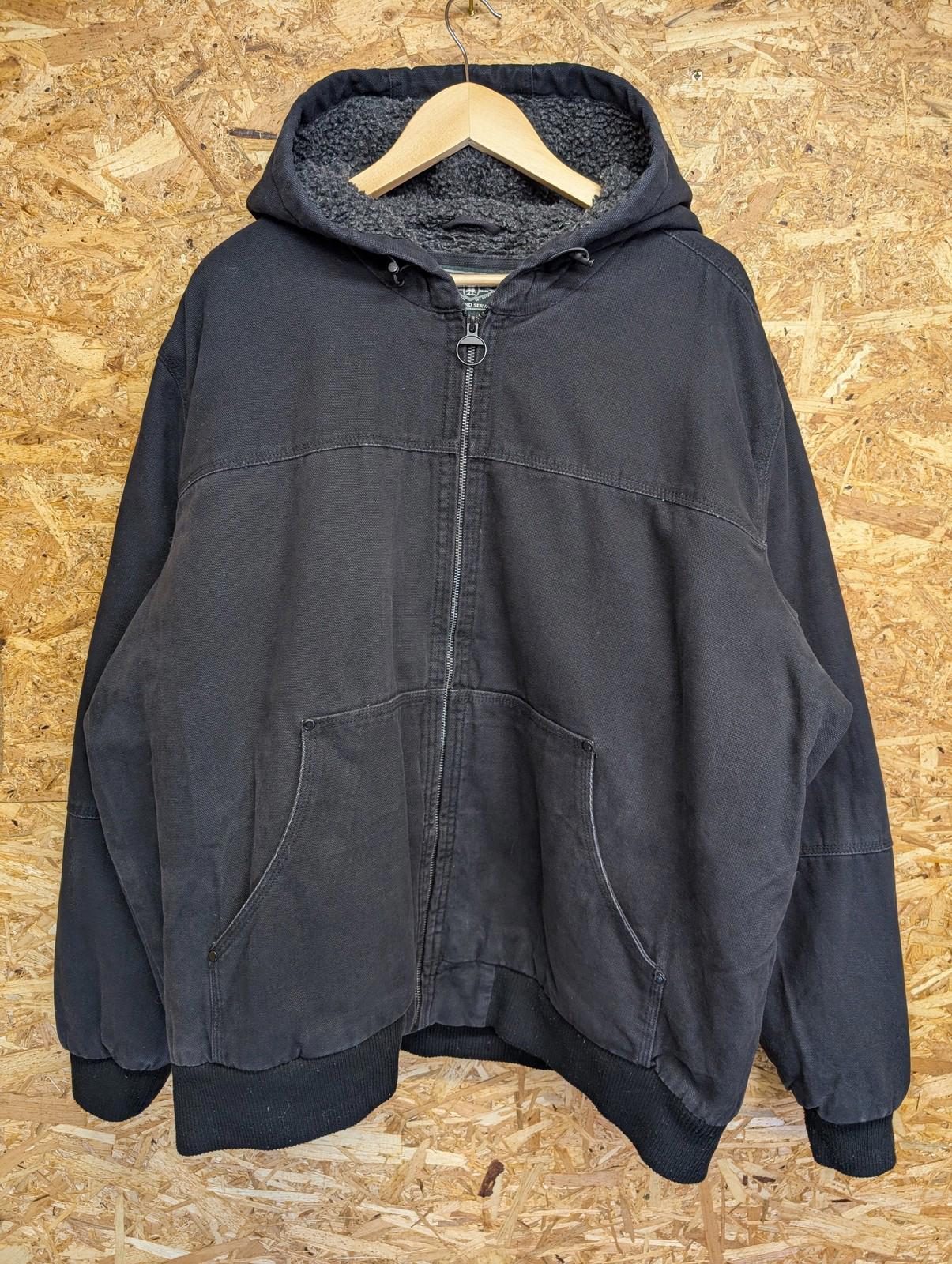 GH Bass & Co XXL Canvas Hooded Jacket Sherpa Lined Black Active Detroit Workwear