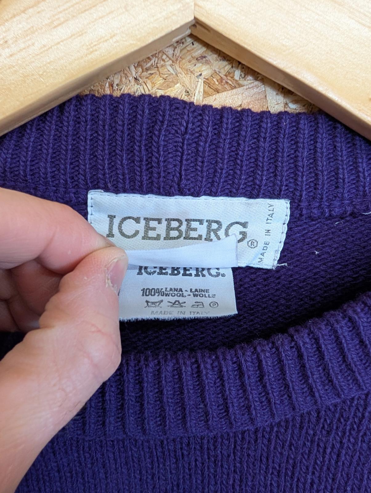 Iceberg Purple Size Large Jumper Aristocrats Vintage 90s Knit 100% Wool Italy