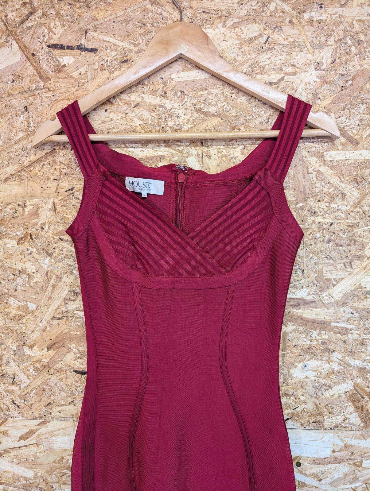 House of CB Bodycon Dress Women's S Strappy Burgundy Red Rayon Blend