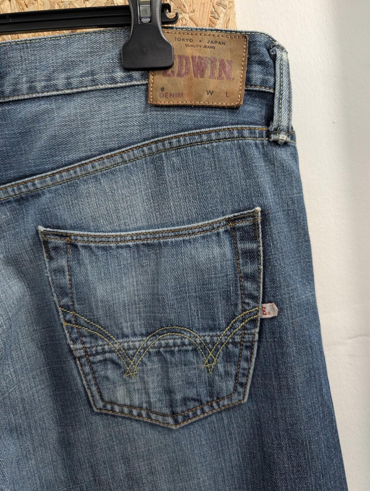 Edwin Jeans W34 L32 Men ED-67 Distressed Blue Denim Regular Fit Straight Leg