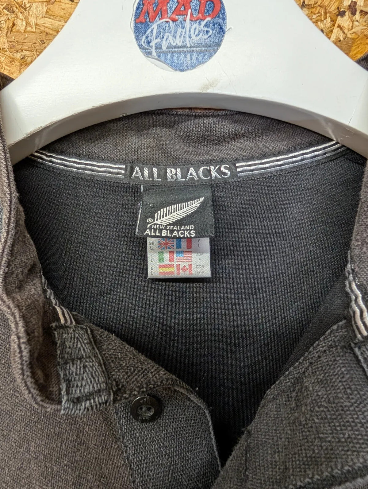 Vintage All Blacks Rugby Mens Large Short Sleeve Shirt Adidas