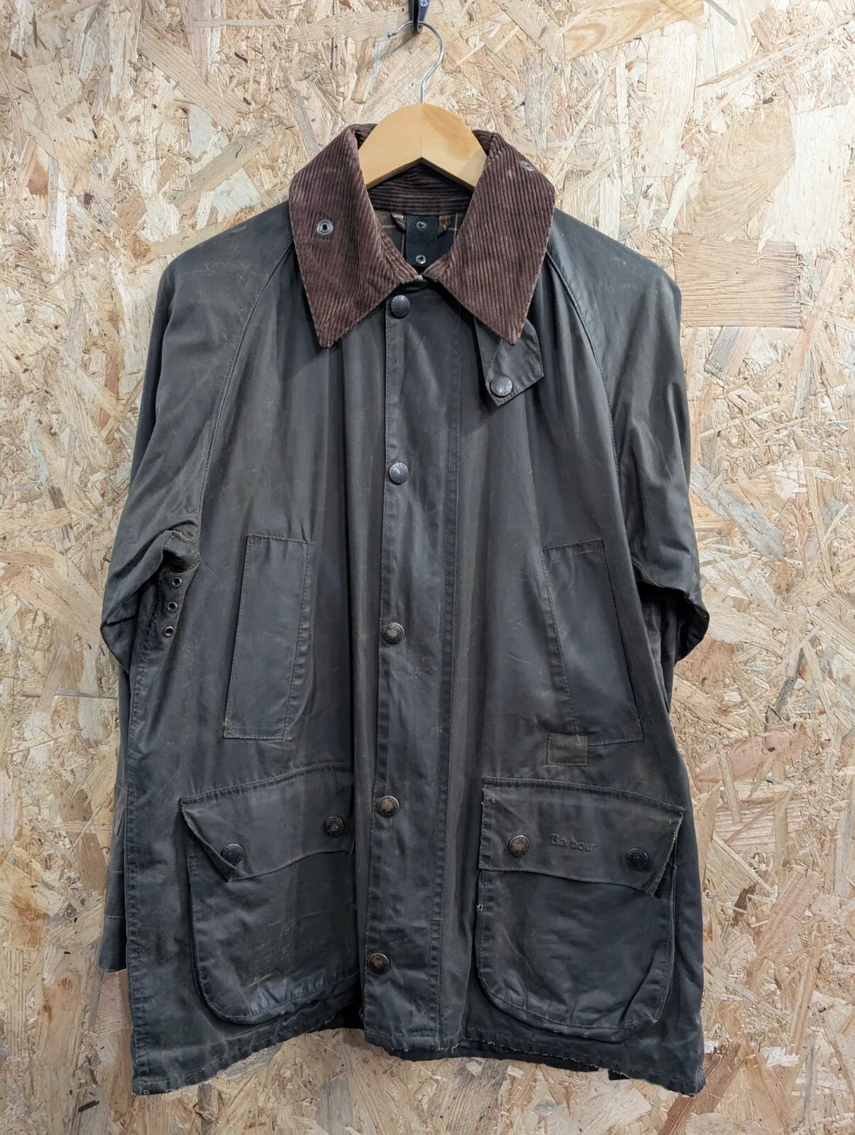 Barbour Classic Bedale Wax Jacket Mens Small C36 Green Corduroy Collar England