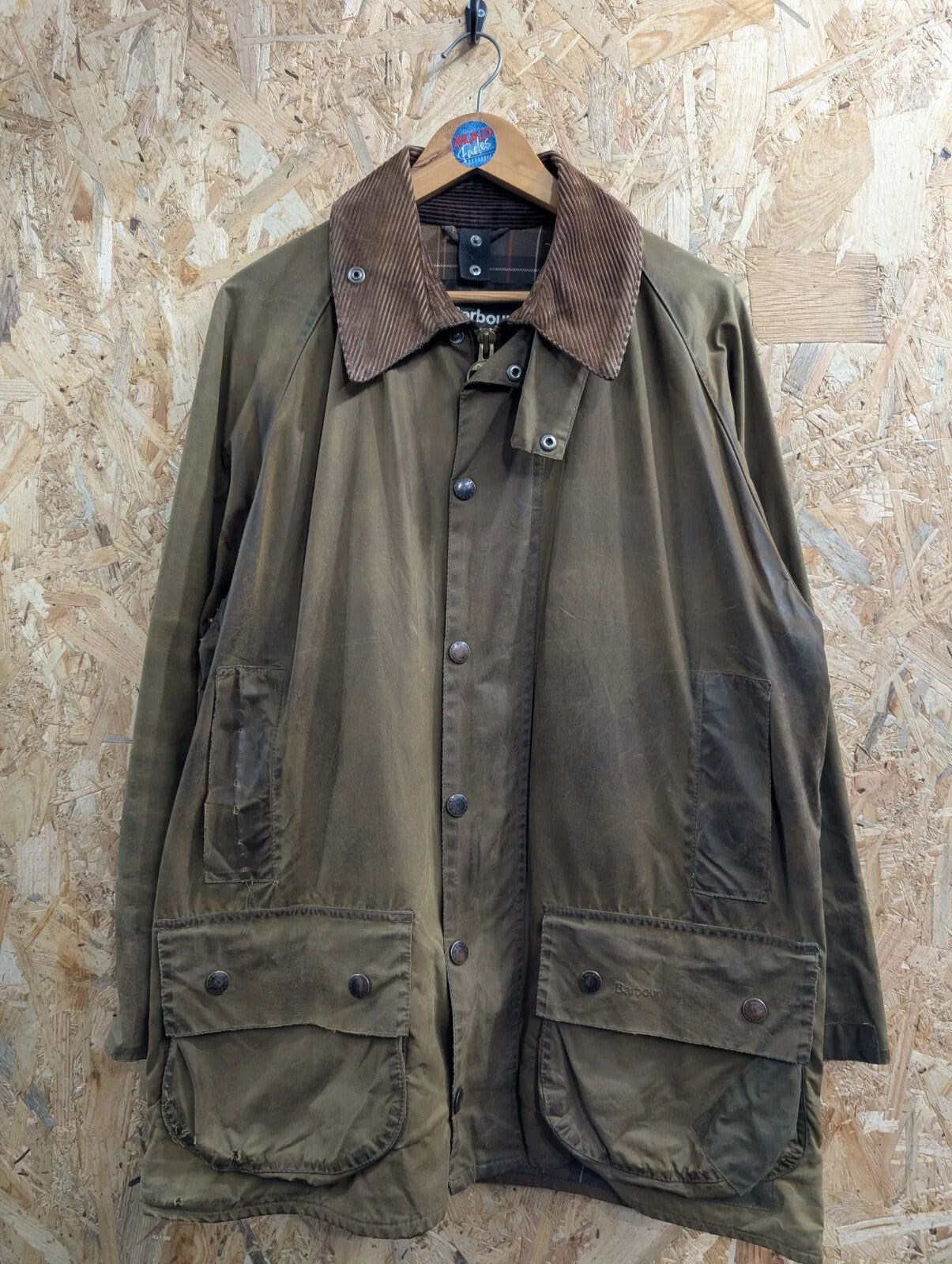 Barbour Classic Beaufort Jacket Mens Medium C40 Olive Green Waxed Cotton Project