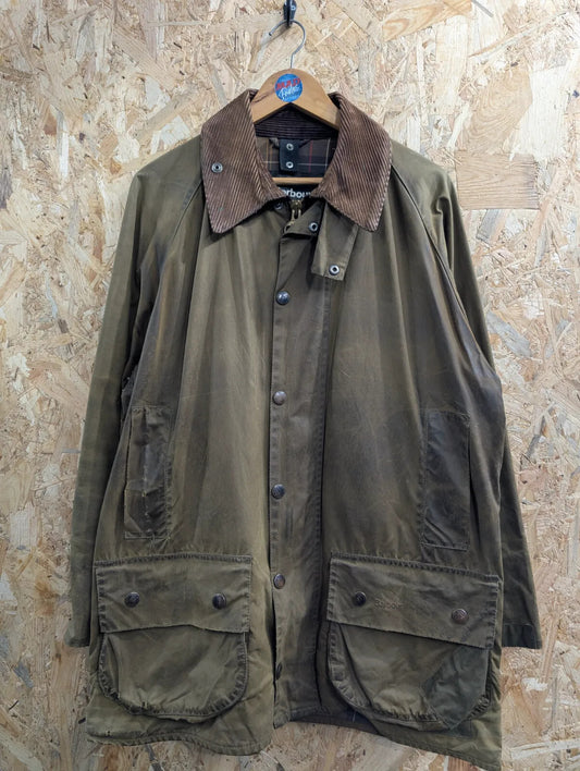 Barbour Classic Beaufort Jacket Mens Medium C40 Olive Green Waxed Cotton Project