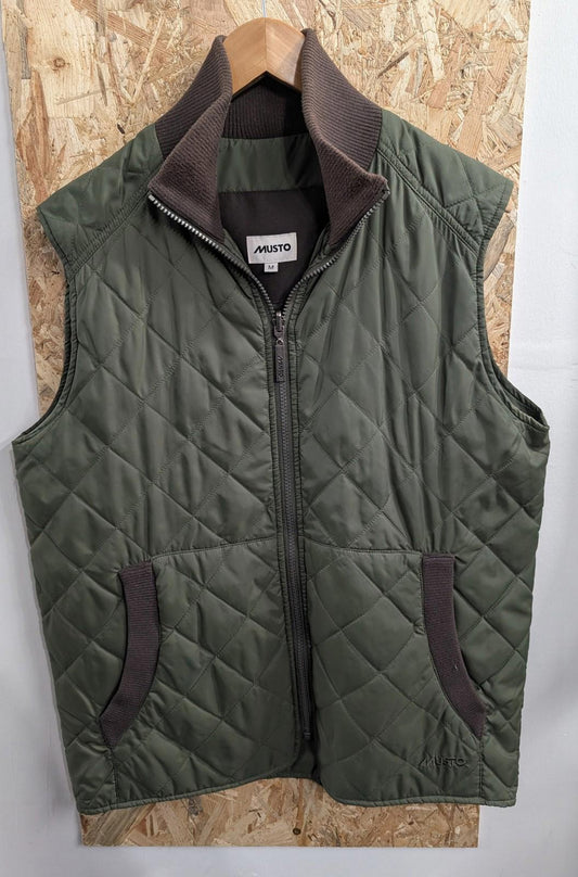 Musto Quilted Gilet Jacket Medium Men Bodywarmer Vest Khaki Green Collared