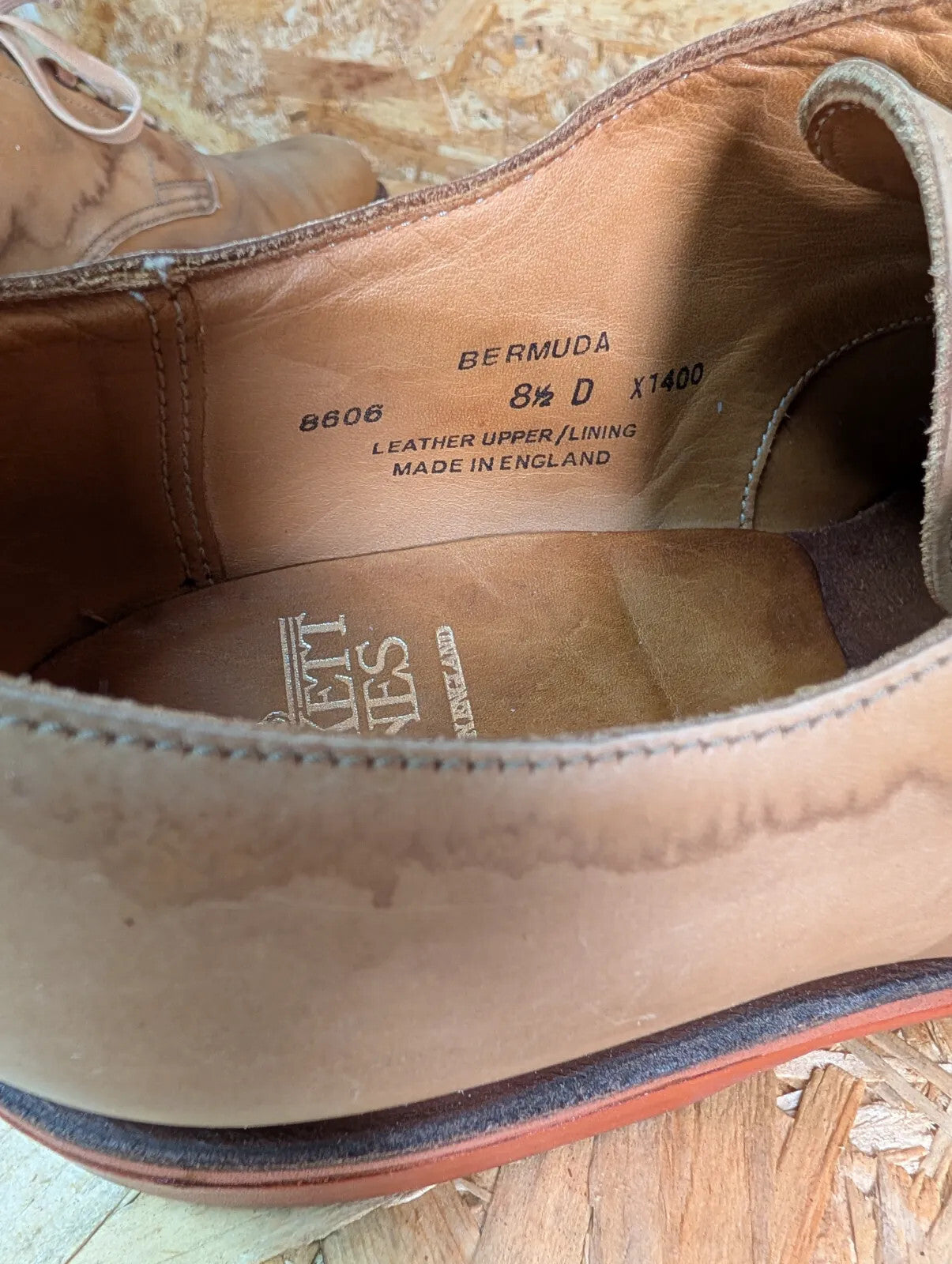 Crockett & Jones Bermuda Derby Shoes Mens UK 8.5 Beige Brown Leather Lace Up