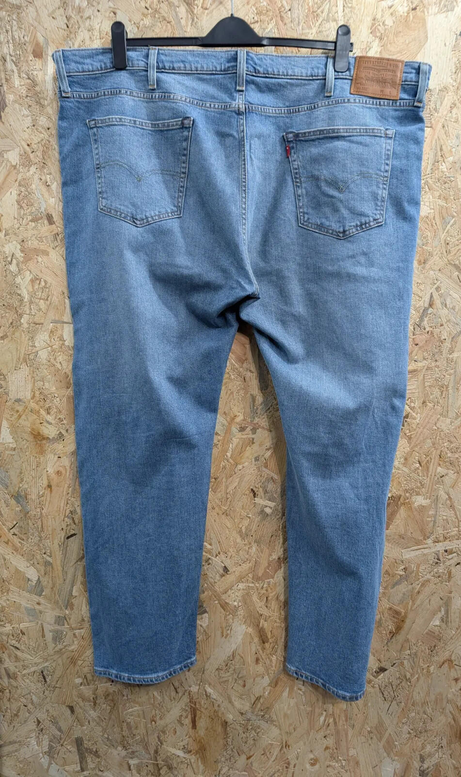 Levis 502 Jeans Mens W48 L32 Light Blue Wash Stretch Denim Straight Leg Zip Fly