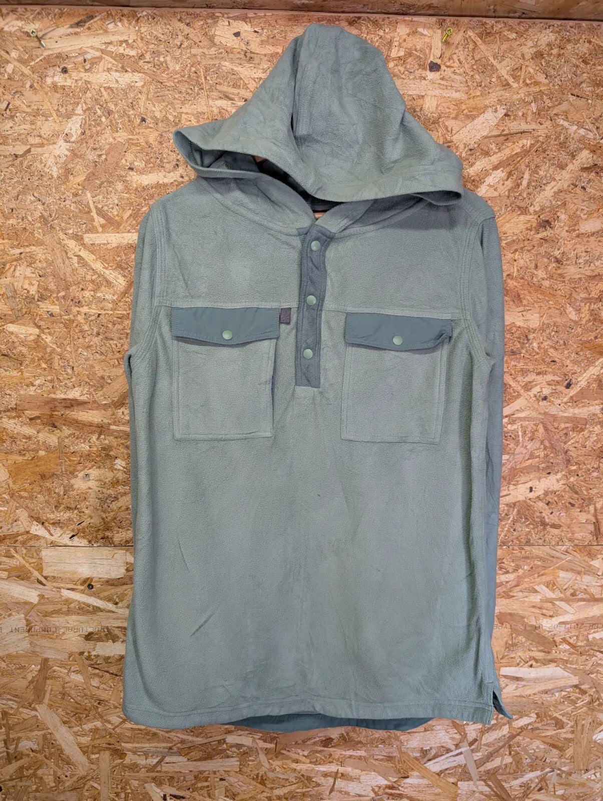 Patagonia Hooded Fleece Pullover Mens Large Green Snap-T Pockets Retro Synchilla