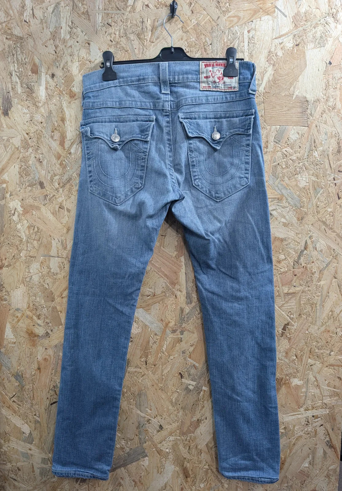 True Religion Zach Jeans Men W30 L32 Slim Straight Leg Light Blue Denim USA Made