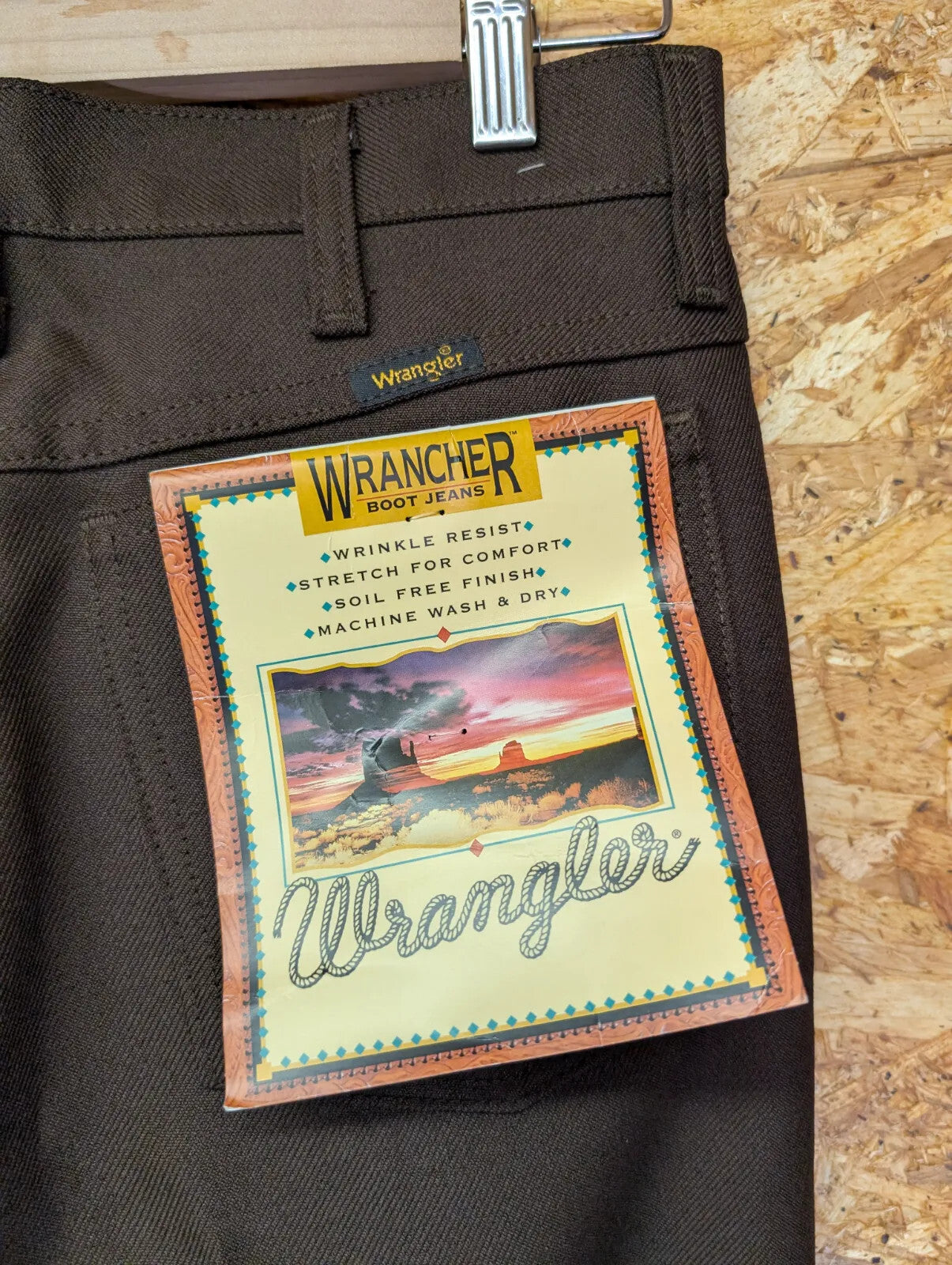 Vintage Wrangler Wrancher Bootcut Trousers W30 L32 Mens Brown Stretch A001 NWT