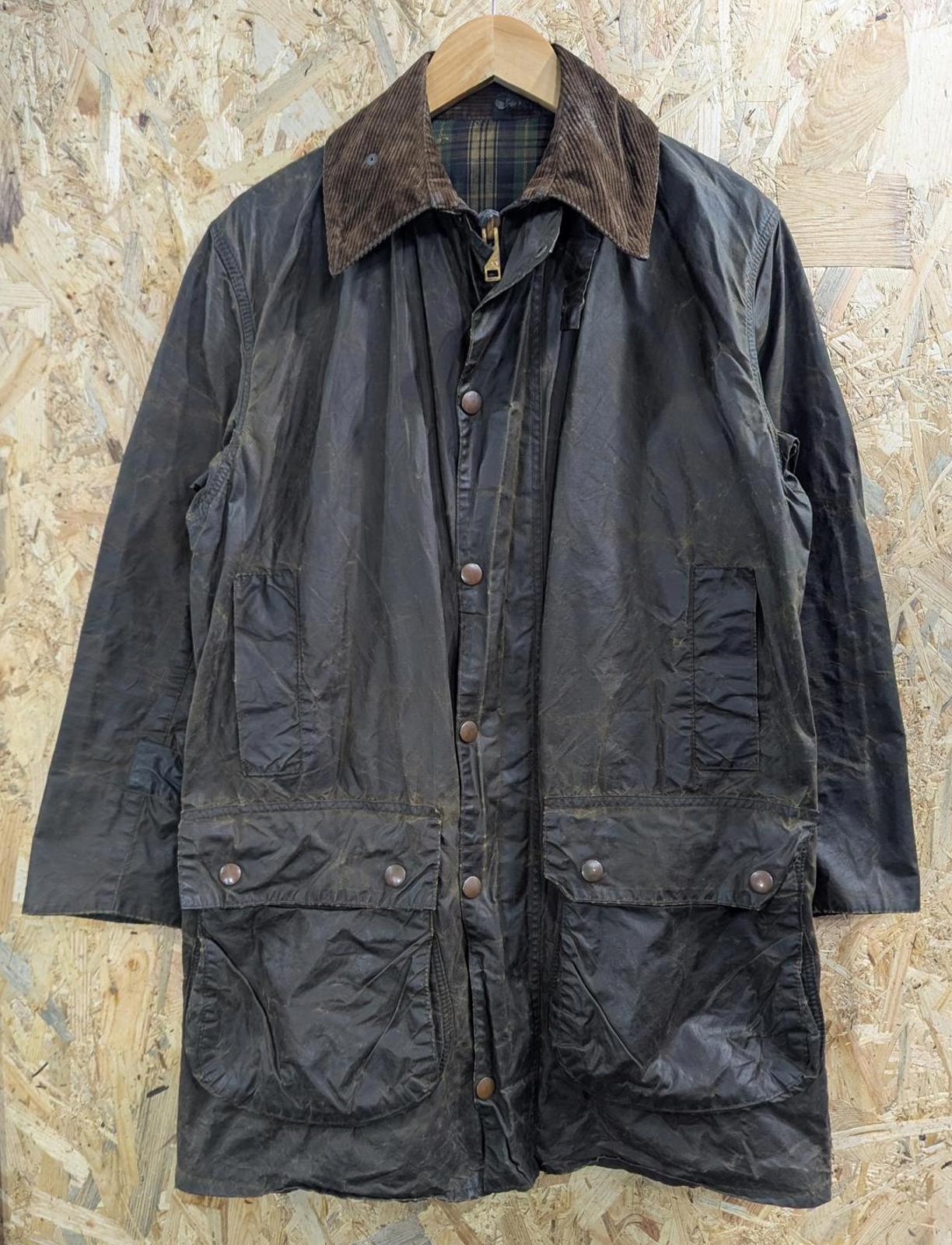 90s Barbour Bedale Green Wax Jacket Medium C40 Men England Tartan Cord A100