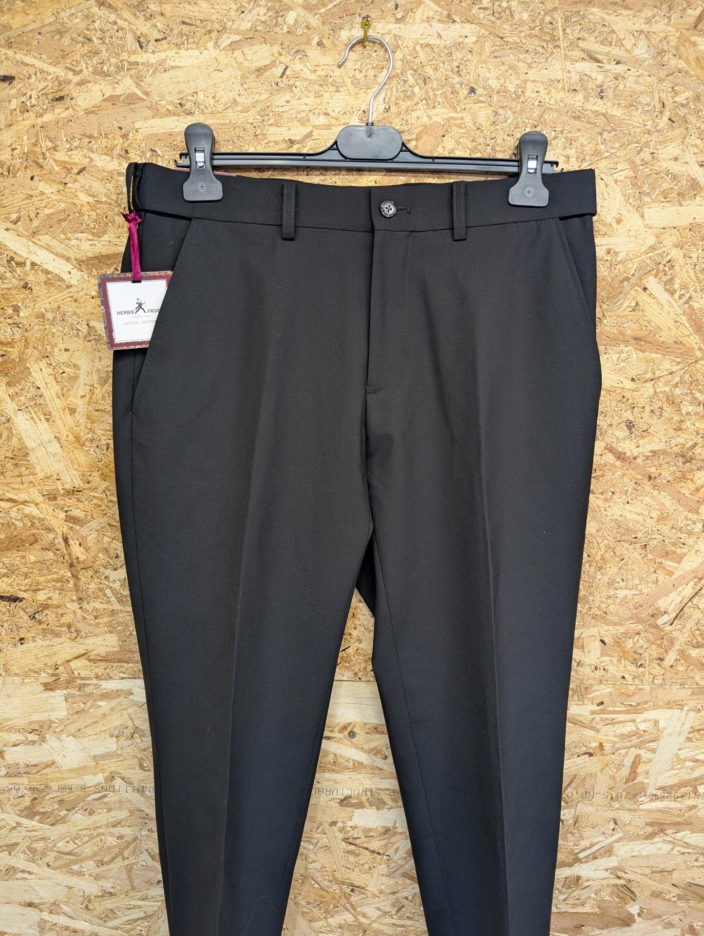 Herbie Frogg Mens W32 S Limited Edition Trousers Black Smart Formal Savile New