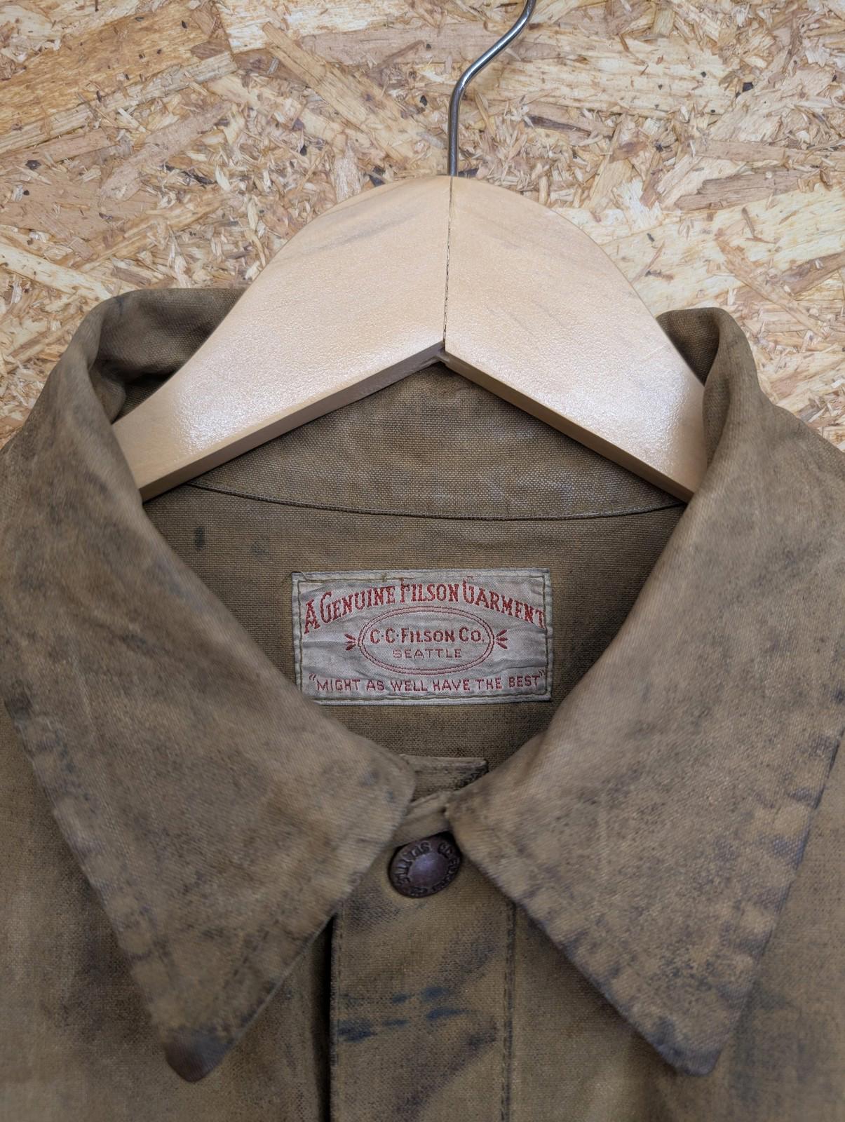 Filson Tin Cruiser Jacket Medium Men Vintage 50s Made USA Waxed Canvas Brown