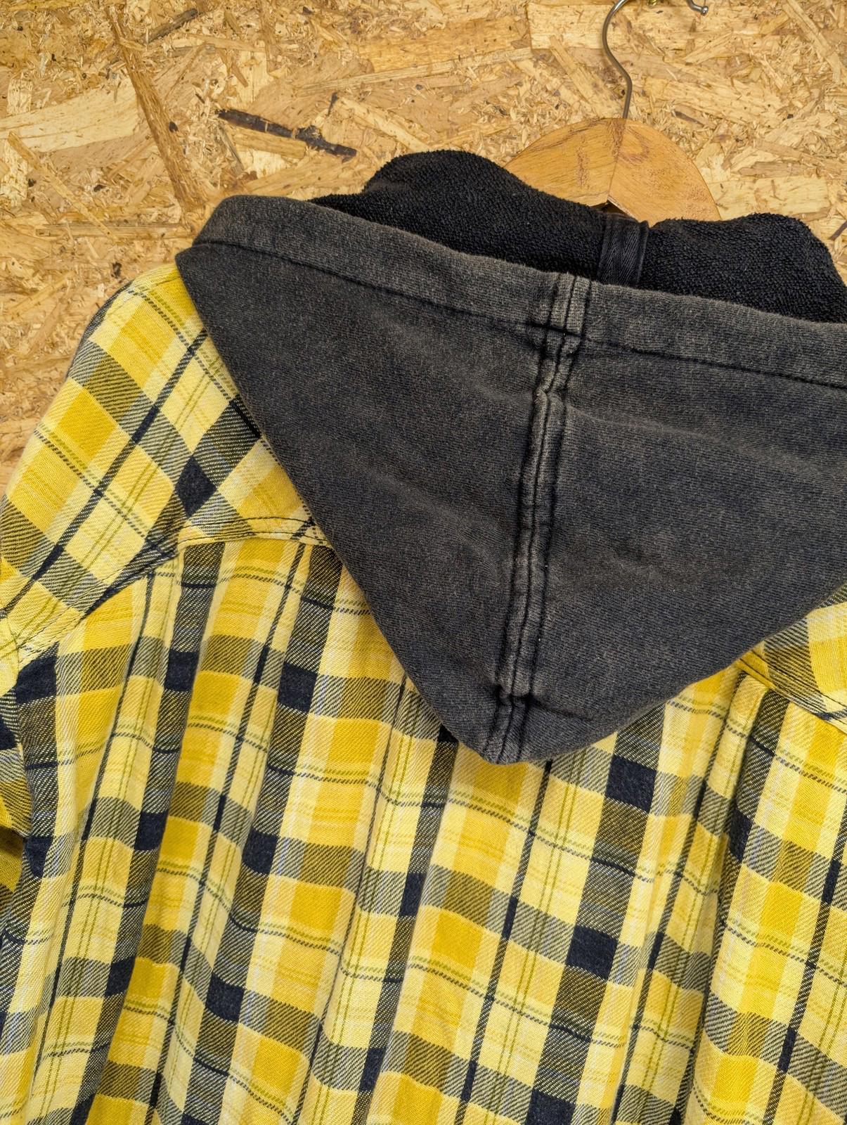 We The Free People Shirt XS Women Hooded Distressed Yellow Black Plaid Button-Up