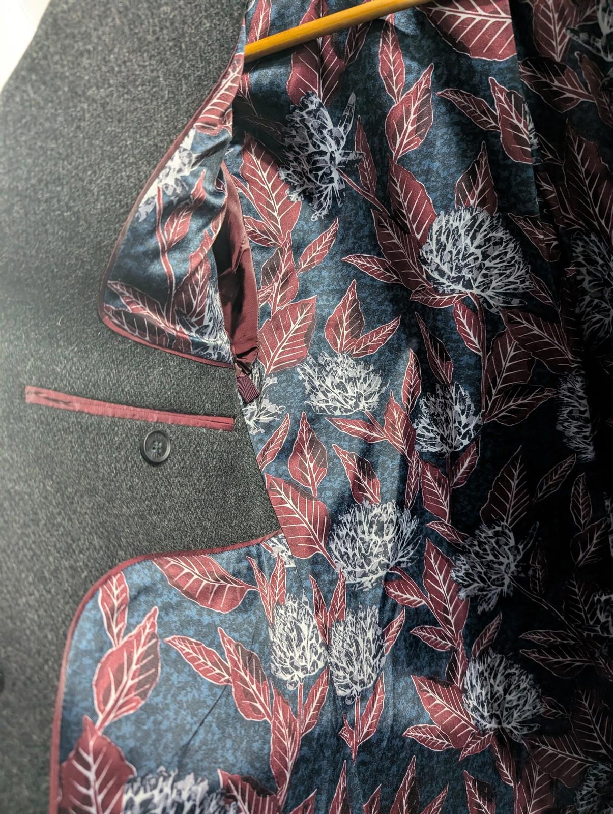 Ted Baker Pea Coat Mens Size 2 Wool Blend Double Breasted Charcoal Grey