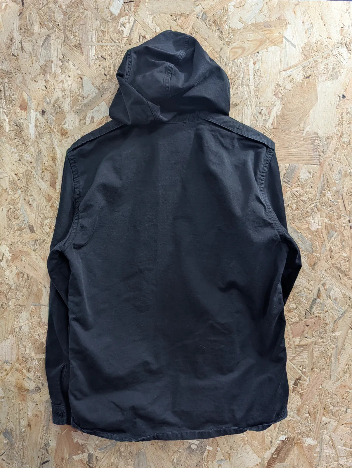 Stone Island Multi Pocket Thick Cotton Hooded Overshirt Mens Medium Black Canvas