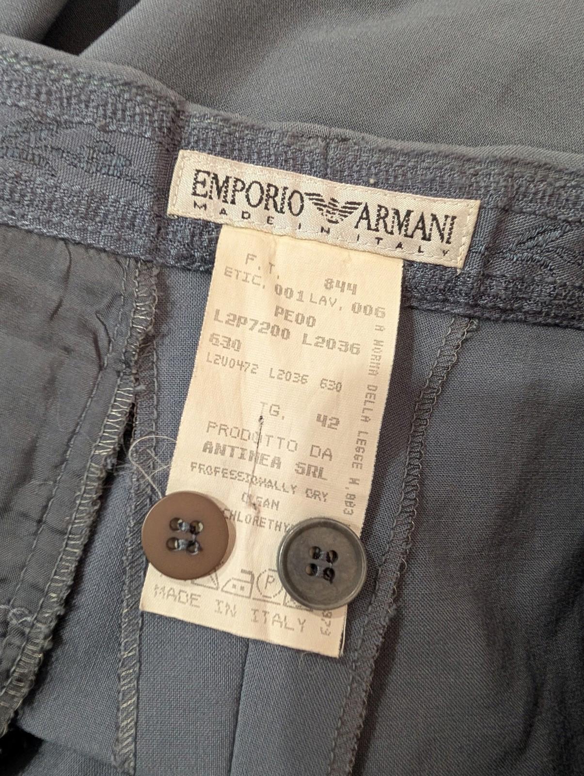 Emporio Armani Trousers W28 L34 UK 10 Women Wool Grey Italy Made Vintage Y2K
