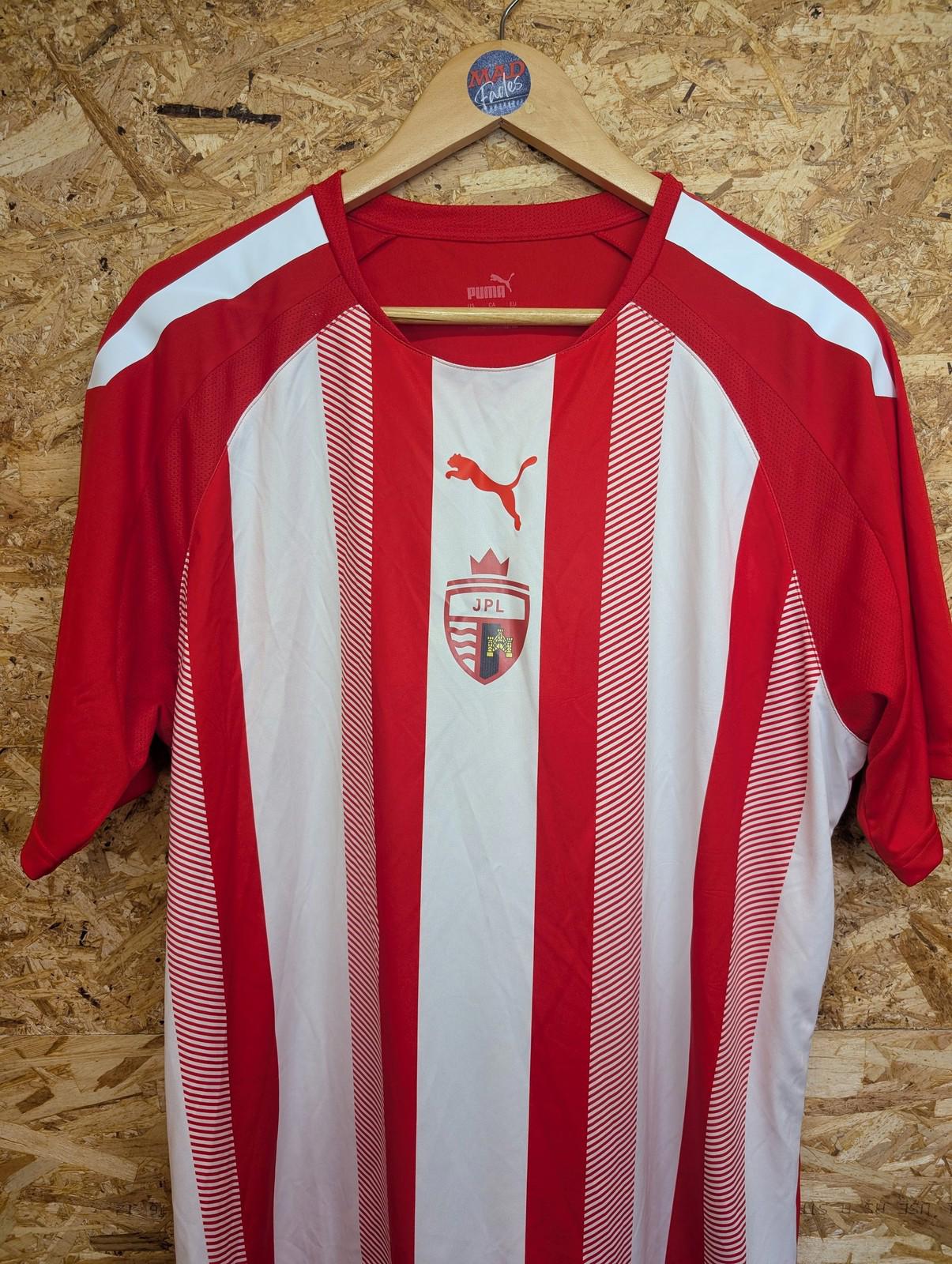 Jersey Puma JPL Football Shirt Mens XL Red Striped Short Sleeve Sports Top