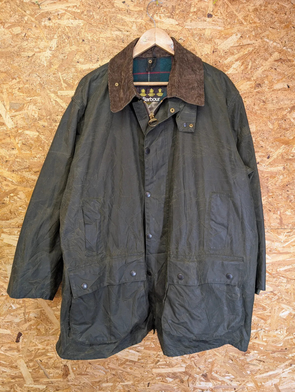 Vintage Barbour Northumbria A400 Wax Jacket C46 XXL Wool Lined Green Hooded 90s