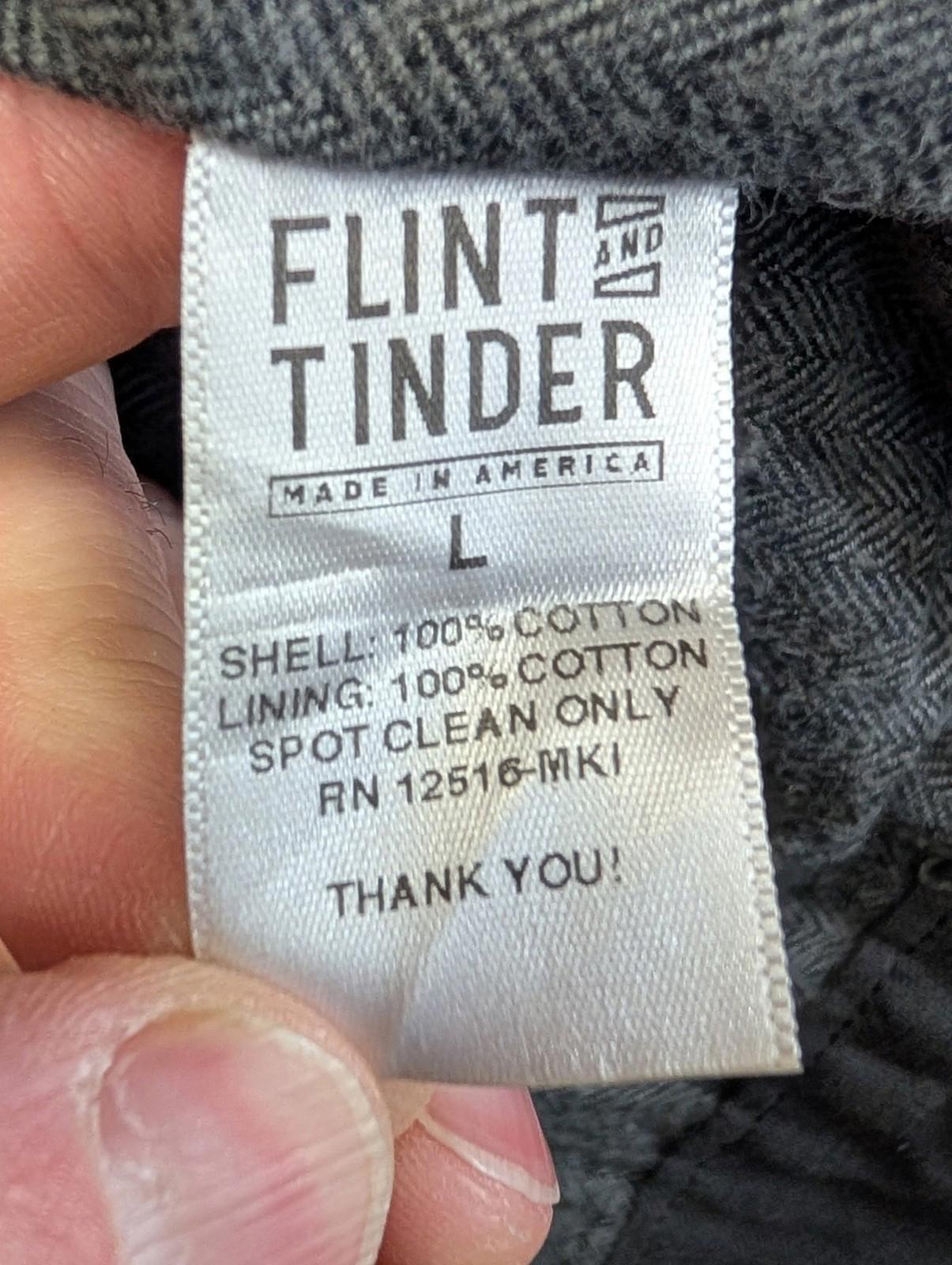 Flint & Tinder Wax Trucker Jacket Large Men Lined Cotton Casual Button Black USA