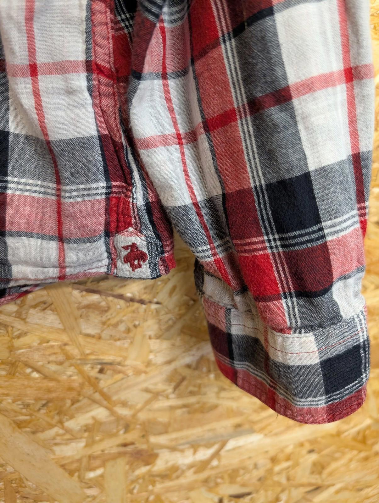 Lee Plaid Shirt Mens XL Button-Up Shirt Check Cheese Cloth Cotton Red Grey Black