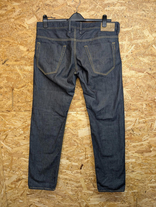 Diesel Koolter Jeans W36 L32 Men Slim Fit Dark Wash Blue Denim Rigid Indigo