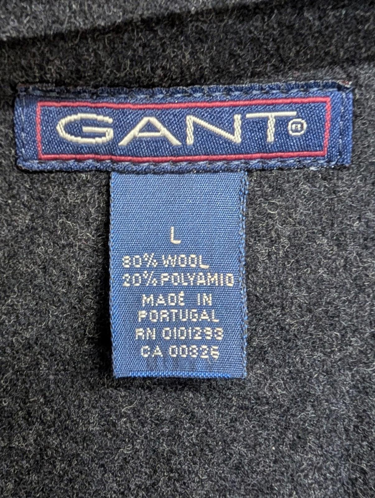 Gant Wool Overcoat Large Men Vintage 90s USA Black Mid-Length Blac Charcoal