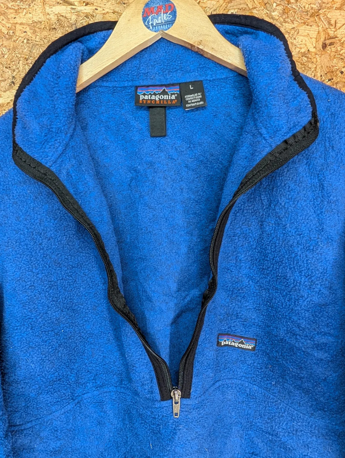 Vintage Patagonia Synchilla Marsupial Fleece Pullover Men Large Blue 1/2 Zip 90s