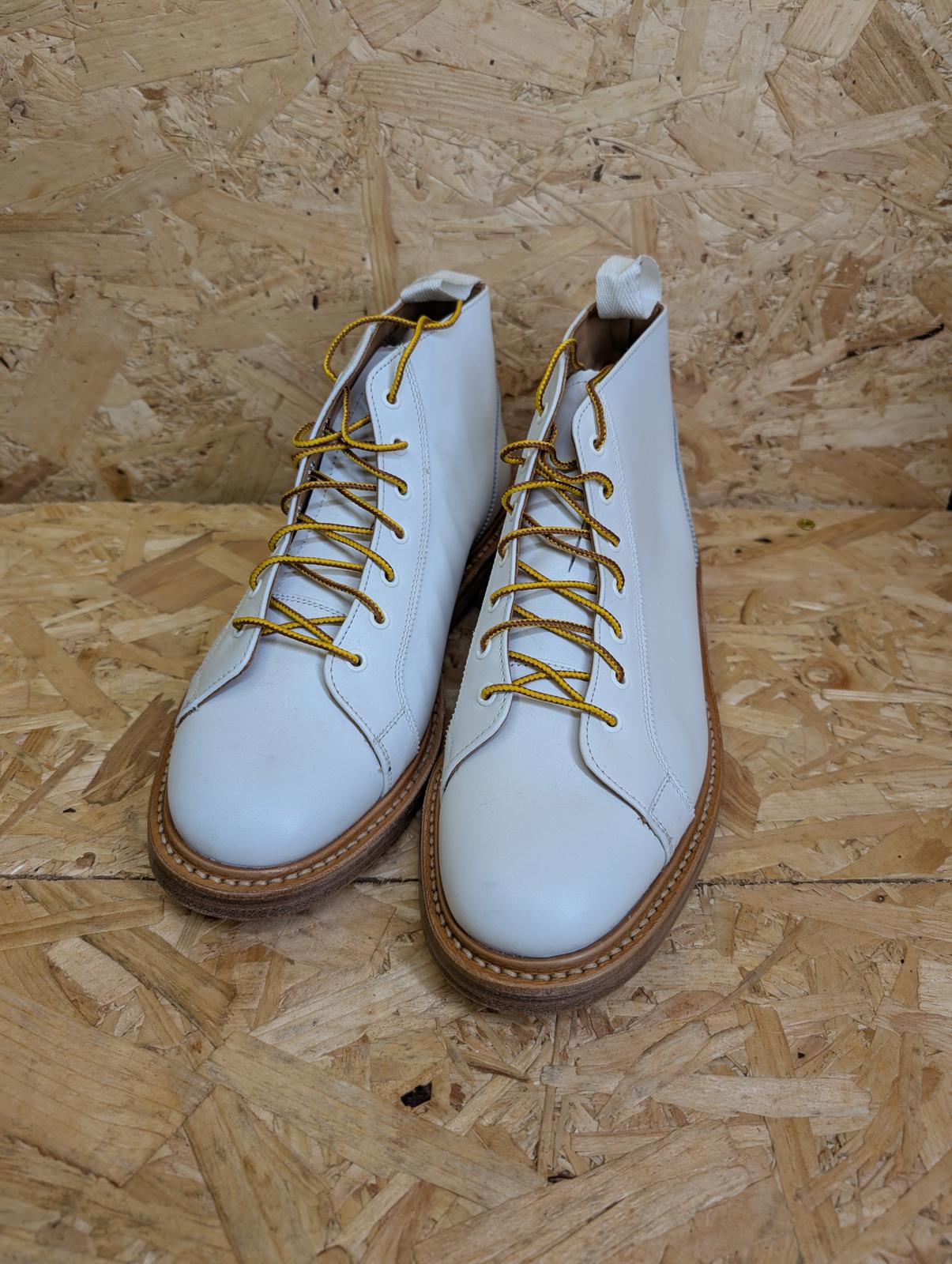 Trickers Ethan Monkey Boots Size 7.5 UK 41 EU White Lace Up Mod England Made New