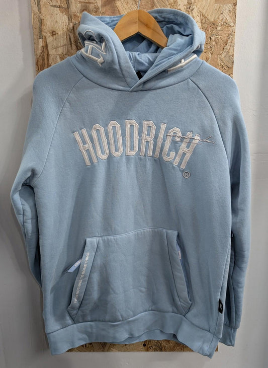 Hoodrich Hoodie Small Men Relaxed Fit Embroidered Light Sky Blue Zip Pocket