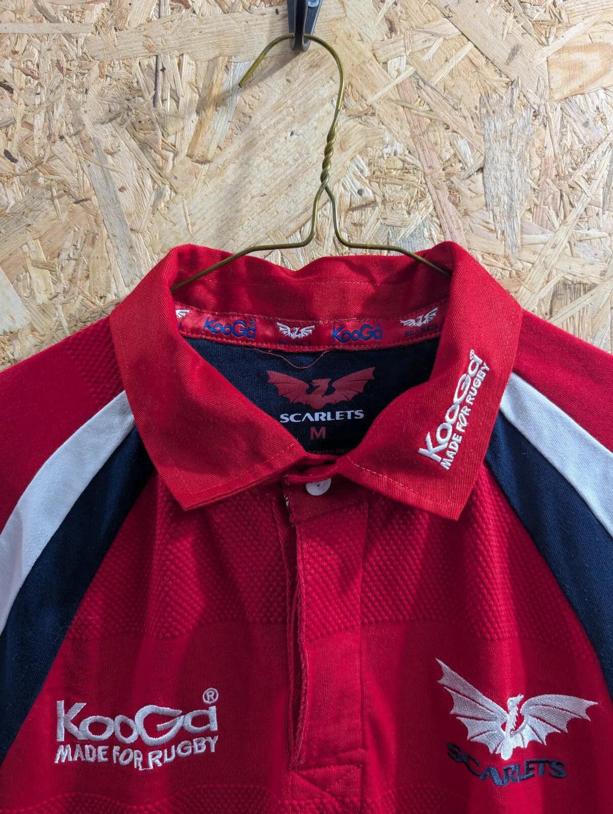 Vintage Llanelli Scarlets 03/05 Rugby Shirt Medium Red Dragon Kooga Tetley RFC