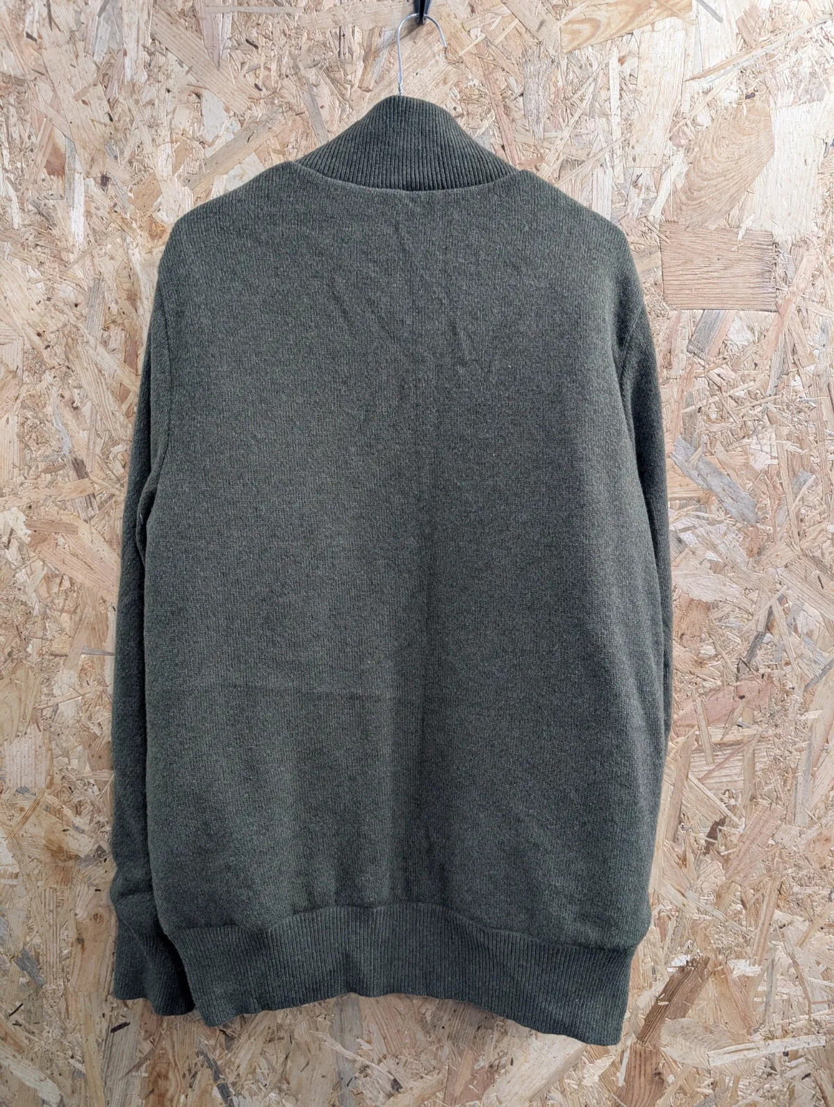 Barbour Land Rover Zip Padded Cardigan Mens Large Olive Green Wool Knit Jumper