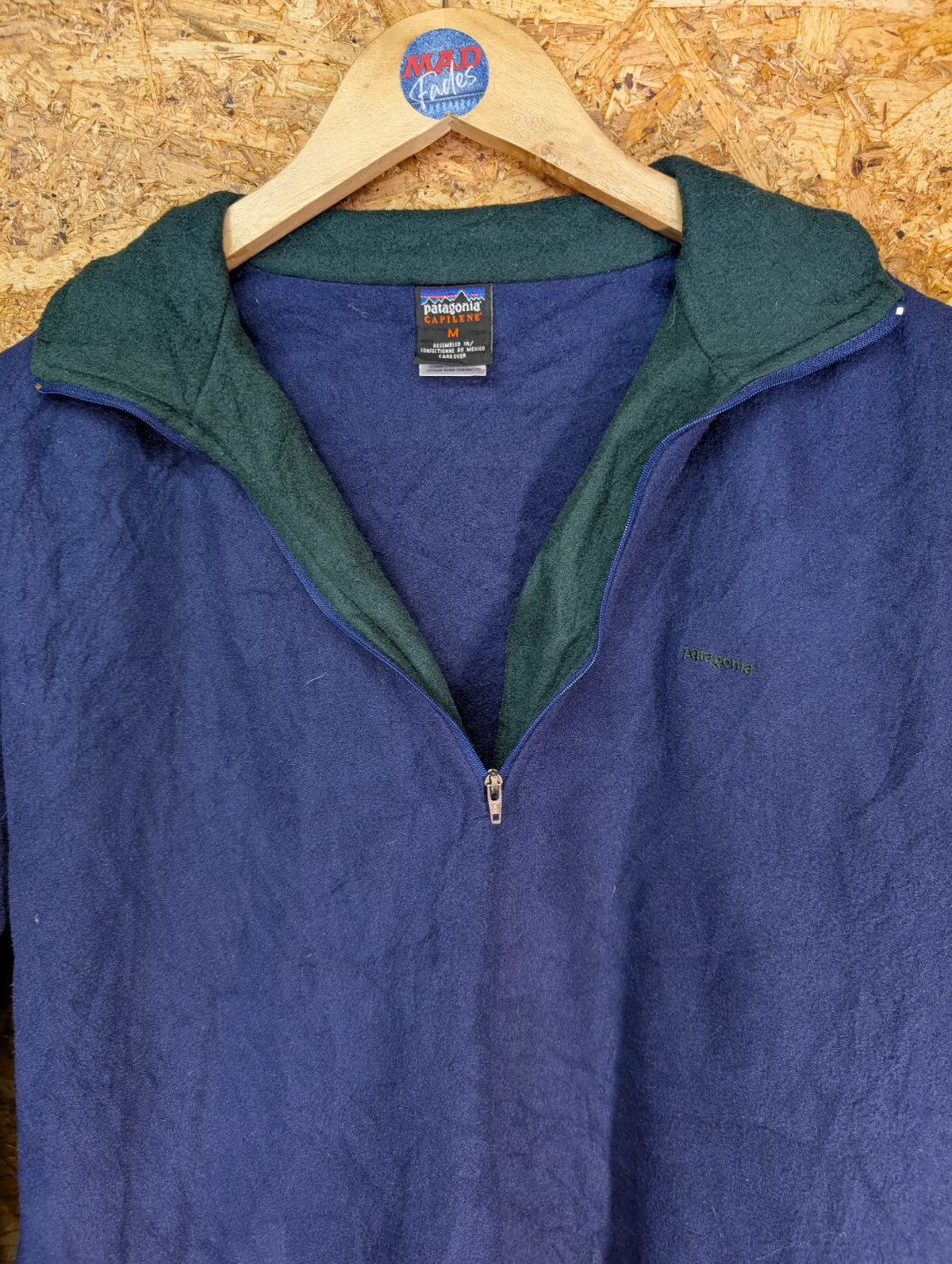 Patagonia Capilene 1/4 Zip Fleece Mens Medium Blue Hiking Walking Layer Collared