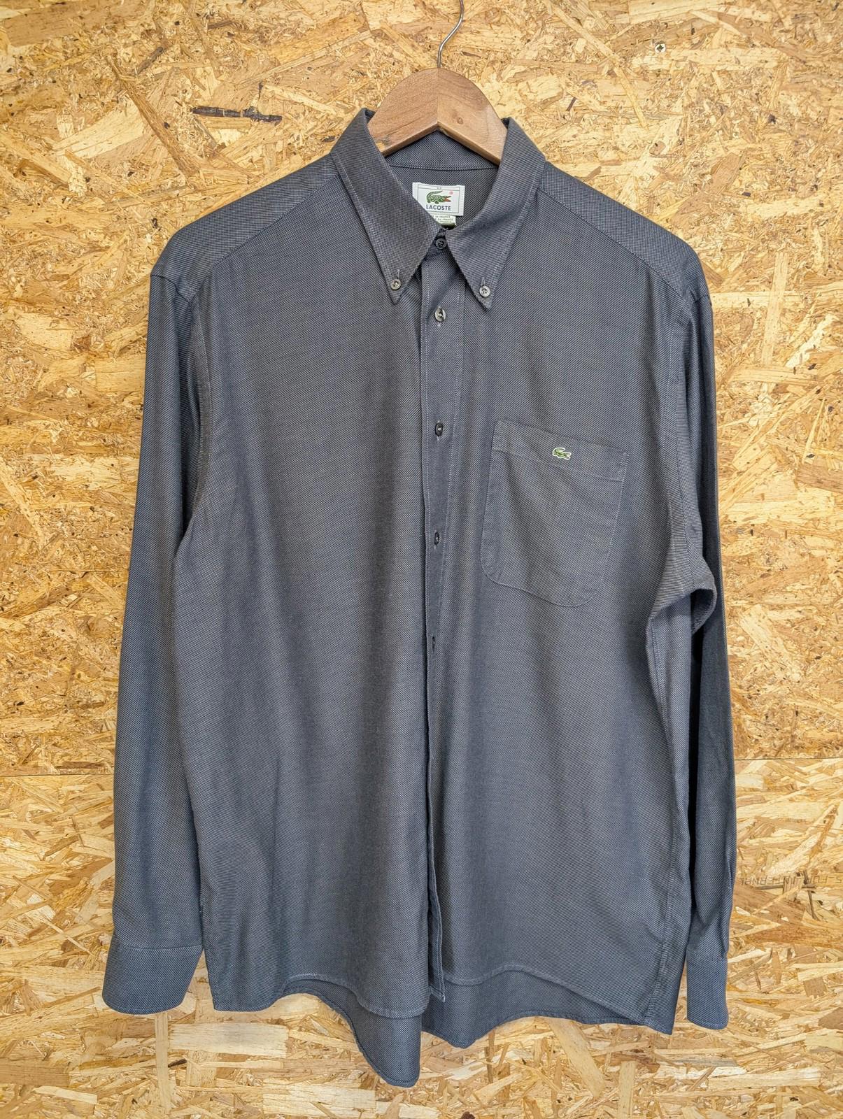 Lacoste Shirt Large 42 Men Long Sleeve Grey Cotton Casuals Button Collar France