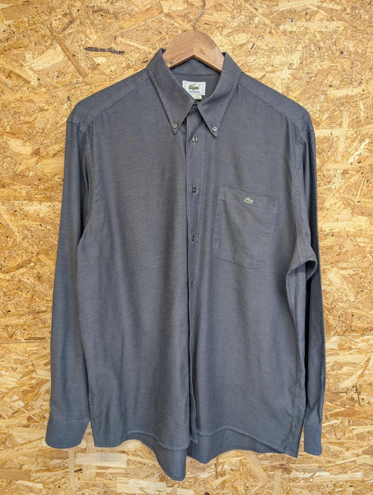 Lacoste Shirt Large 42 Men Long Sleeve Grey Cotton Casuals Button Collar France