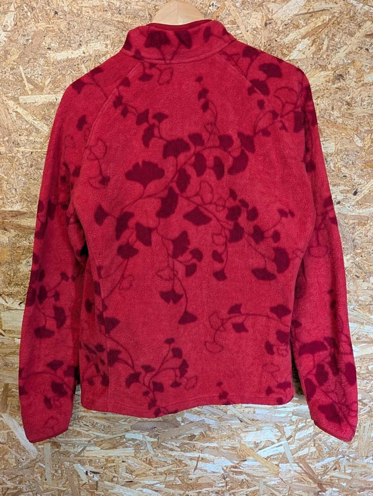 Patagonia Synchilla Fleece Womens XL Red Floral 1/4 Zip Pullover Snap-T Vintage
