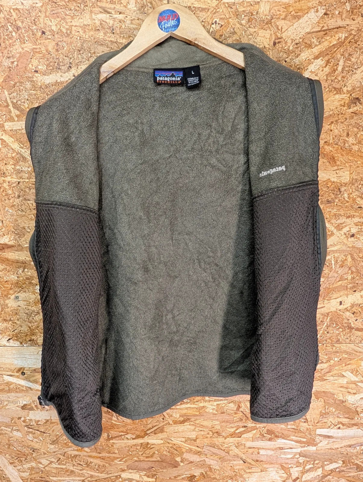 Patagonia Fleece Vest Mens Large Sage Green Synchilla Gilet Bodywarmer Full Zip