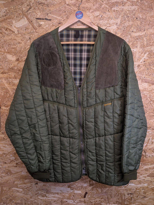 Barbour Jacket Mens Large Quilted Patchwork Olive Green Outdoor Vintage 80s