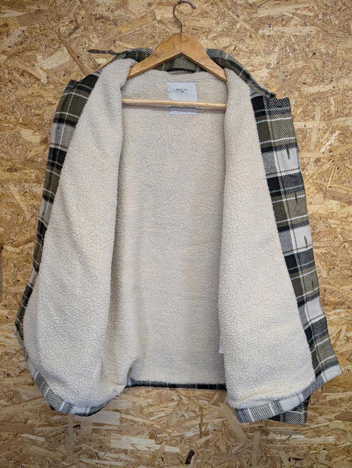 Percival Check Shirt Jacket Large Men Button-Up Warm Fleece Lined Green Plaid