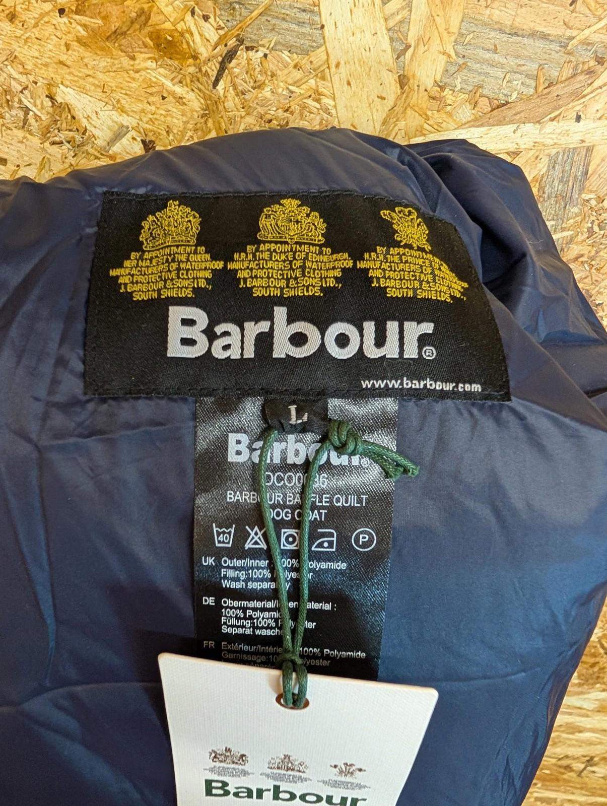 Barbour Baffle Quilt Dog Coat Unisex Large Winter Apparel Navy Blue