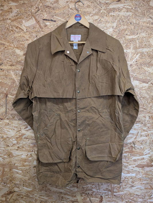 Filson Large Style 68 Tin Cloth Long Packer Coat Oil Finish Made In USA